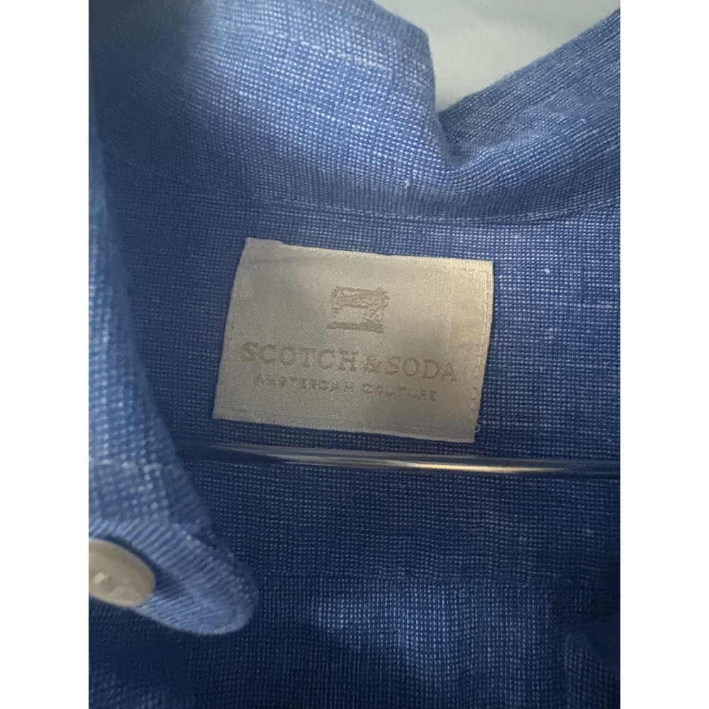 Scotch & Soda Blue Linen Blend Long Sleeve Button Down Shirt Size Large - Picture 2 of 6